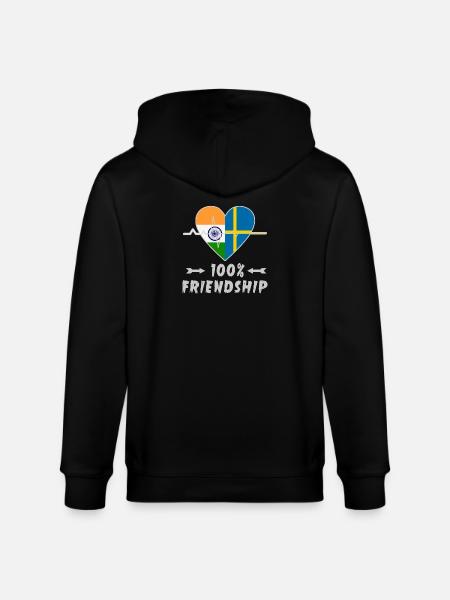 India and Sweden 100% friendship - Stanley/Stella CULTIVATOR Unisex Organic Hooded Jacket - black