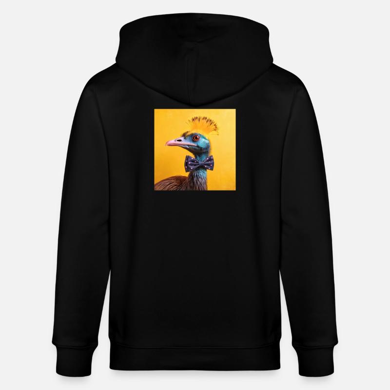 Blauer Vogel mit Fliege - Stanley/Stella Unisex Bio-Kapuzenjacke CULTIVATOR  - Schwarz