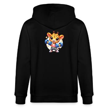 Süße Cartoon Giraffe mit Hanteln – Lustiges Motiv - Stanley/Stella Unisex Bio-Kapuzenjacke CULTIVATOR  - Schwarz - Hinten - Anna (173cm)