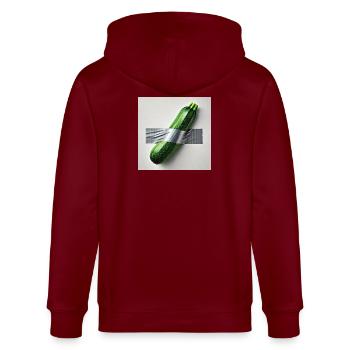 Zucchini, eingerahmt von einem Band - Stanley/Stella Unisex Bio-Kapuzenjacke CULTIVATOR  - Burgunderrot - Hinten - Anna (173cm)