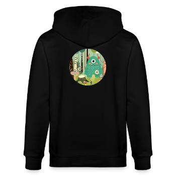 Niedliches Monster im zauberhaften Wald - Stanley/Stella Unisex Bio-Kapuzenjacke CULTIVATOR  - Schwarz - Hinten - Anna (173cm)