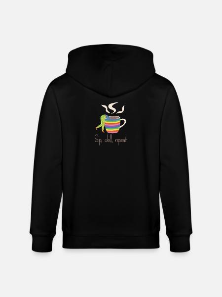Sip, chill, repead - Rainbow Coffee Lover - Stanley/Stella CULTIVATOR Unisex Organic Hooded Jacket - black