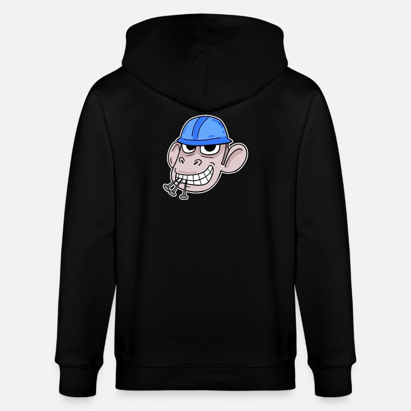 Affe Baustelle Bauarbeiter - Stanley/Stella Unisex Bio-Kapuzenjacke CULTIVATOR  - Schwarz