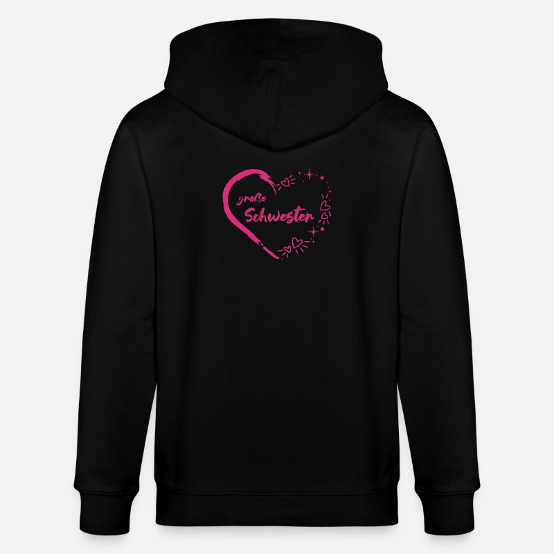 große Schwester rosa pink Herz - Stanley/Stella Unisex Bio-Kapuzenjacke CULTIVATOR  - Schwarz