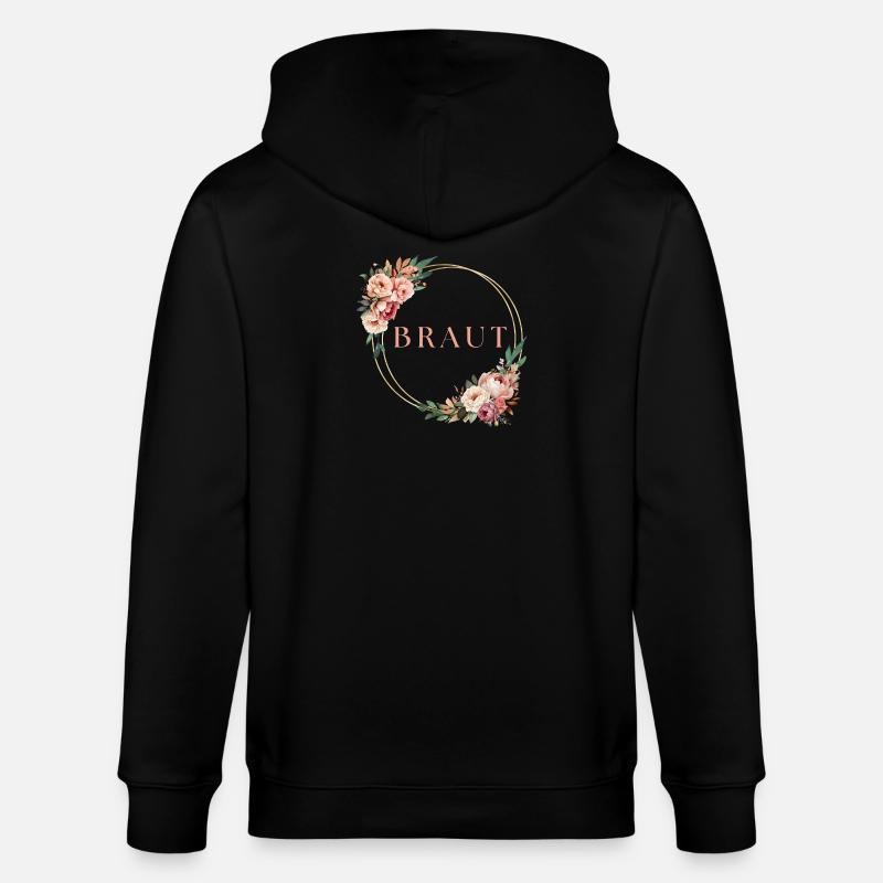 Team Braut! Blumenkranz Personalisierbar - Stanley/Stella Unisex Bio-Kapuzenjacke CULTIVATOR  - Schwarz