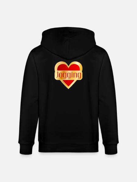 RUNNING JOGGING HEART - Stanley/Stella CULTIVATOR Unisex Organic Hooded Jacket - black