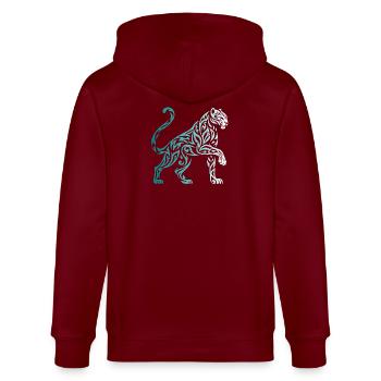Tribal Panther Farbverlauf Blau Weiß - Stanley/Stella Unisex Bio-Kapuzenjacke CULTIVATOR  - Burgunderrot - Hinten - Anna (173cm)