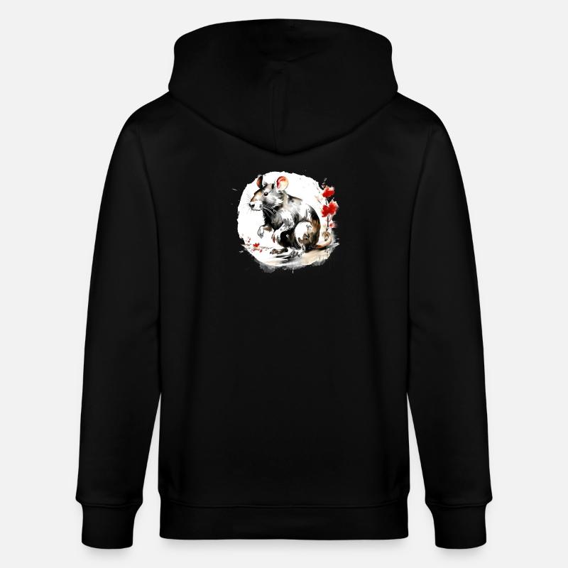 Chinesisches Sternzeichen Ratte - Stanley/Stella Unisex Bio-Kapuzenjacke CULTIVATOR  - Schwarz