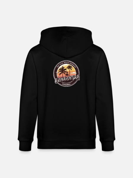 Buenaventura Palm Trees Beach Design - Stanley/Stella CULTIVATOR Unisex Organic Hooded Jacket - black
