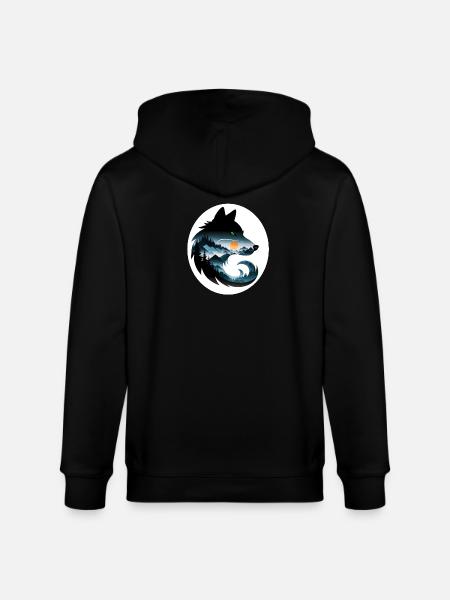 Wolf Landscape - Stanley/Stella CULTIVATOR Unisex Organic Hooded Jacket - black