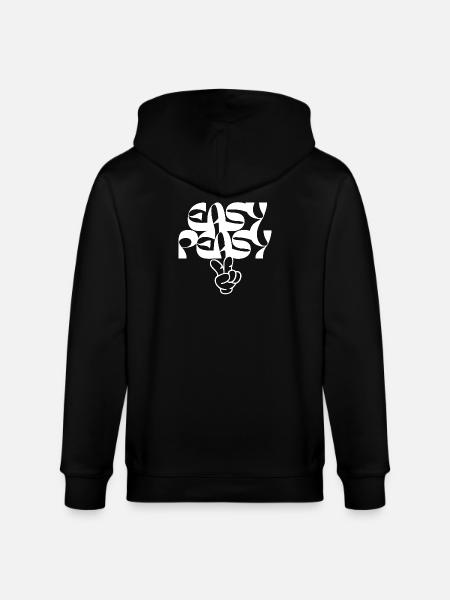 Peaceful Hand Gesture with Artistic Typography - Stanley/Stella CULTIVATOR  Unisex Organic Hooded Jacket - black