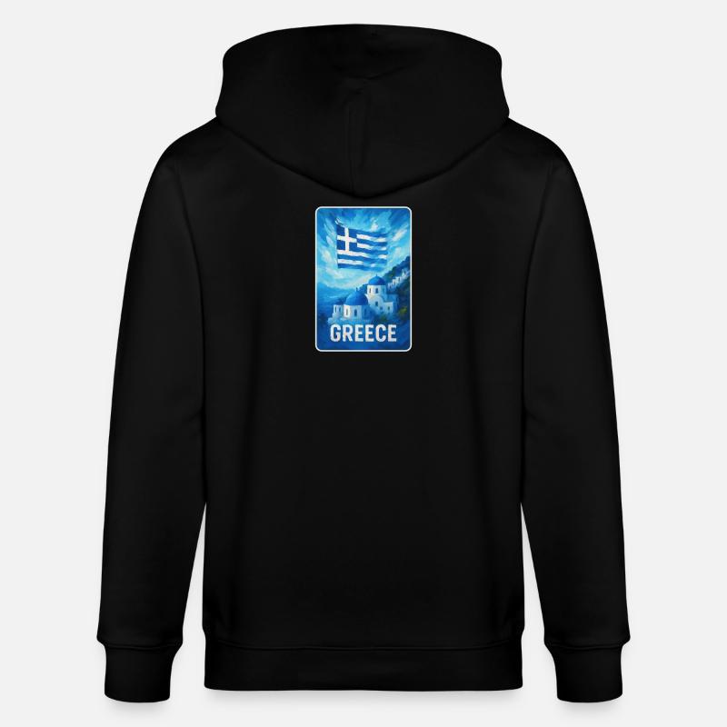 Grèce Santorin Drapeau - Veste à capuche bio CULTIVATOR Stanley/Stella Unisexe - noir