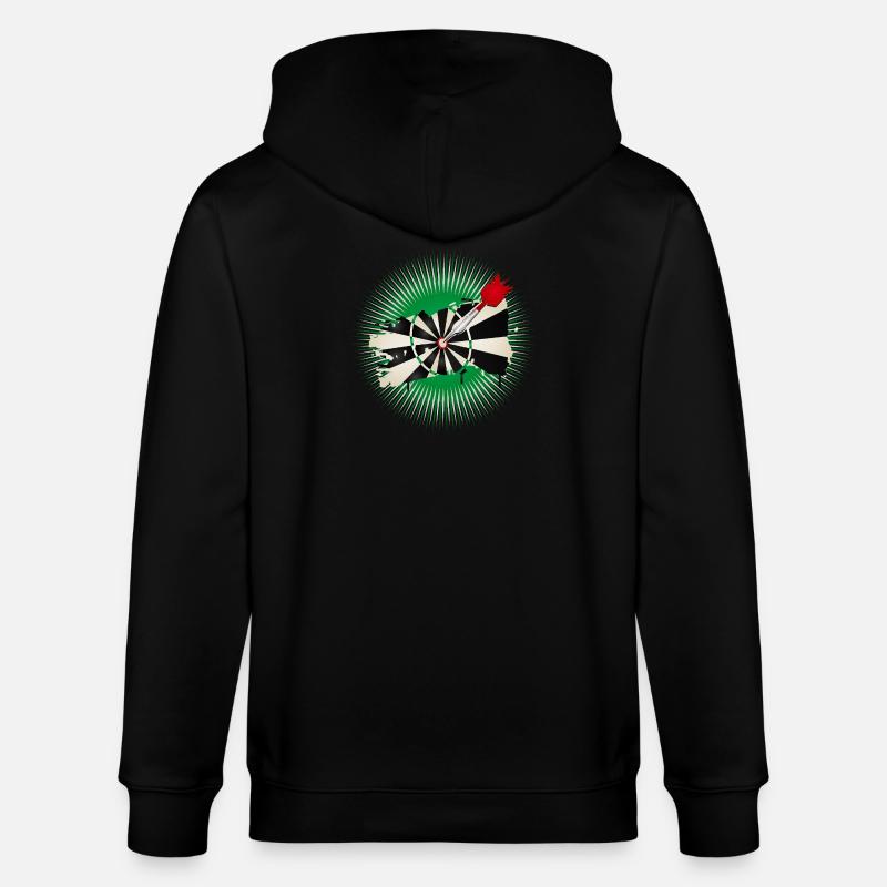 Dartscheibe im Graffiti-Stil mit Treffer - Stanley/Stella Unisex Bio-Kapuzenjacke CULTIVATOR  - Schwarz