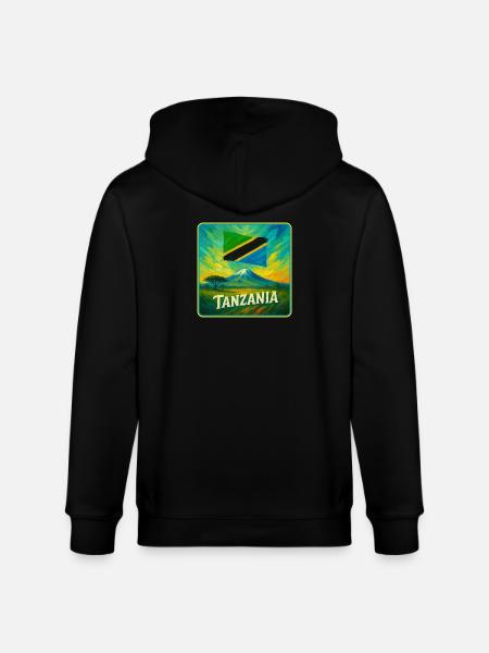 Tanzania Flag Design - Stanley/Stella CULTIVATOR Unisex Organic Hooded Jacket - black