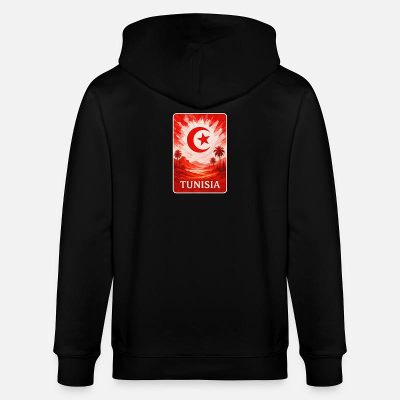 Tunisie Désert Art avec drapeau - Veste à capuche bio CULTIVATOR Stanley/Stella Unisexe - noir
