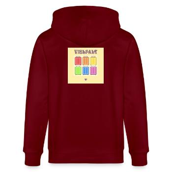 VIELFALT INKLUSION PRIDE KOFFER - Stanley/Stella Unisex Bio-Kapuzenjacke CULTIVATOR  - Burgunderrot - Hinten - Anna (173cm)