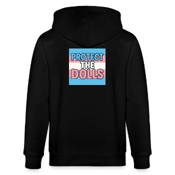 Protect The Dolls - Stanley/Stella Unisex Bio-Kapuzenjacke CULTIVATOR  - Schwarz - Hinten - Anna (173cm)