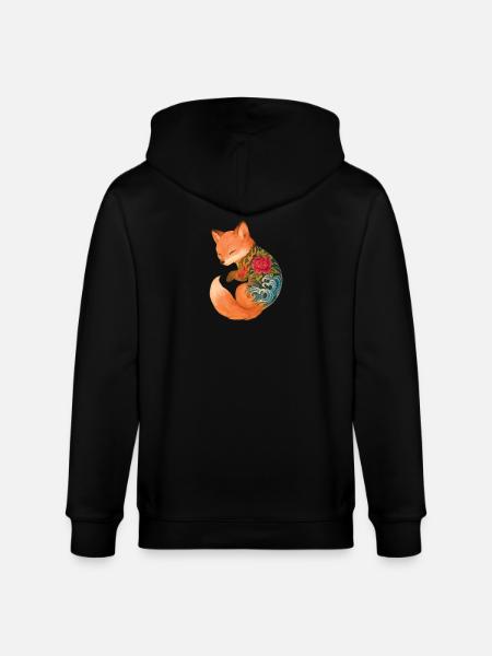 Tattooed Fox Cub – Floating Serenity - Stanley/Stella CULTIVATOR  Unisex Organic Hooded Jacket - black