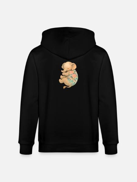 Floating Inked Elephant – Peace in Pastel - Stanley/Stella CULTIVATOR Unisex Organic Hooded Jacket - black