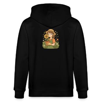 Sunflower Garden Girl - Jardinier d’anime mignon - Veste à capuche bio CULTIVATOR Stanley/Stella Unisexe - noir - Dos - Anna (173cm)