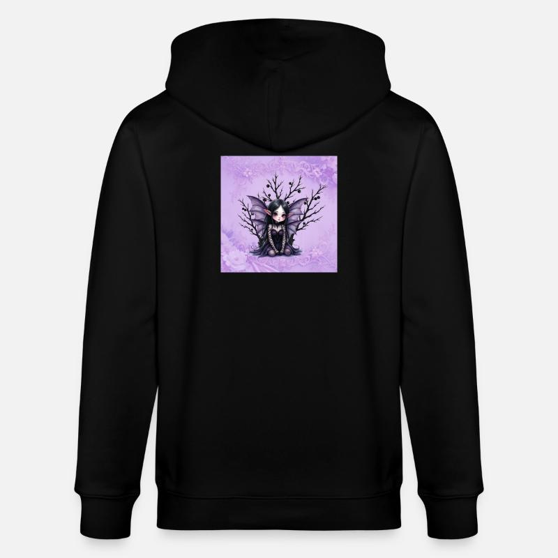 Vampir Fee Mädchen auf dunklem Baum - Stanley/Stella Unisex Bio-Kapuzenjacke CULTIVATOR  - Schwarz