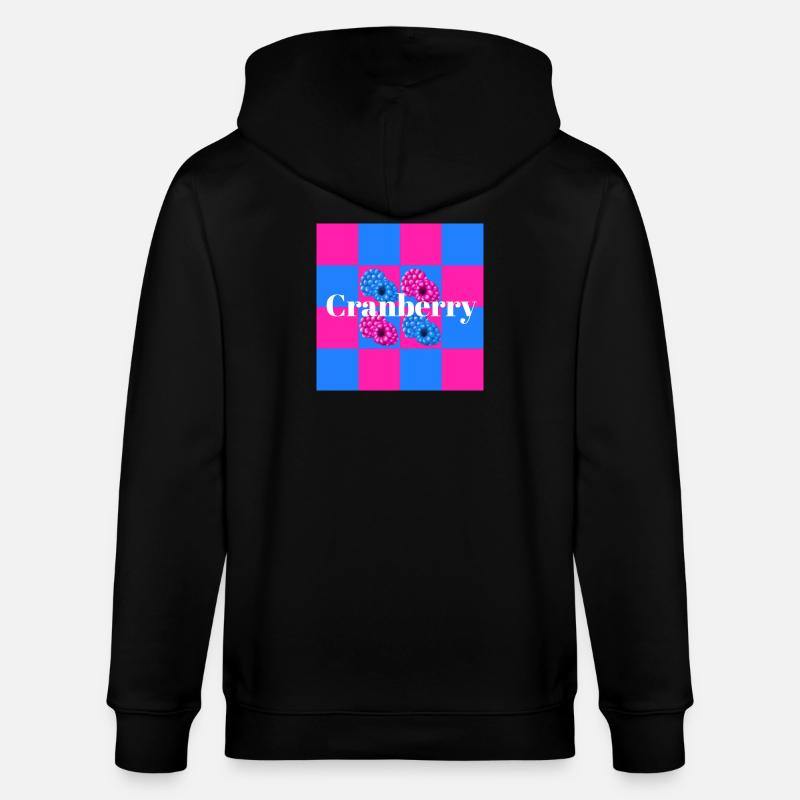 Lebendige Beerenmuster auf Farbblock-Hintergrund - Stanley/Stella Unisex Bio-Kapuzenjacke CULTIVATOR  - Schwarz
