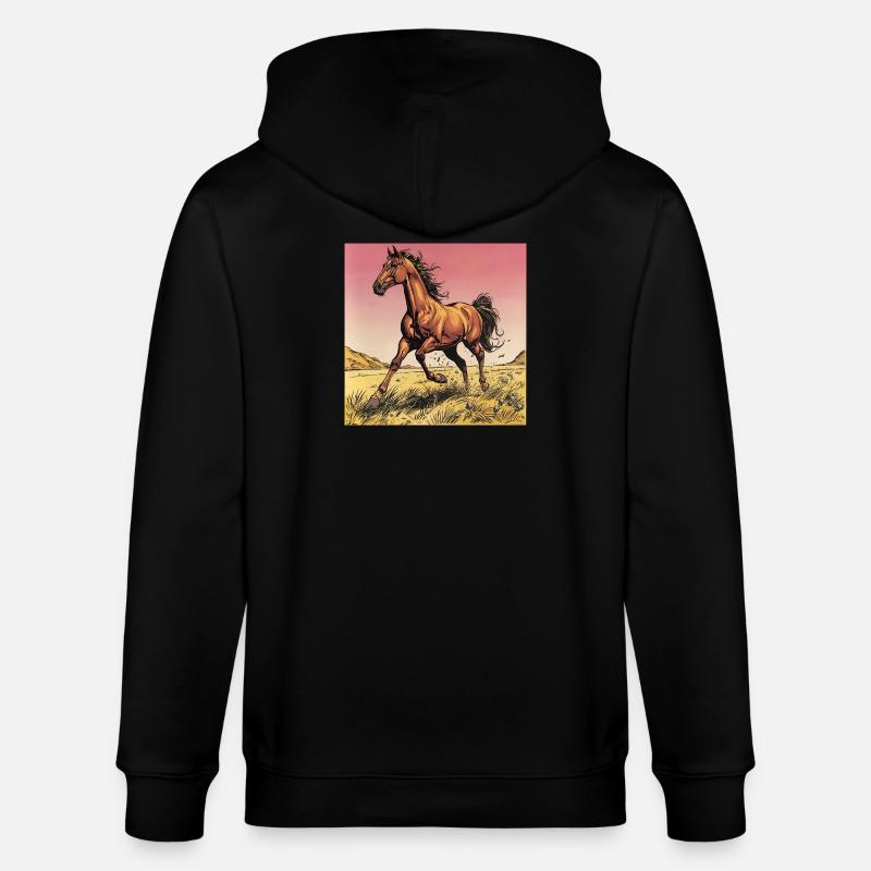 Dynamischer Wildpferd-Print - Stanley/Stella Unisex Bio-Kapuzenjacke CULTIVATOR  - Schwarz