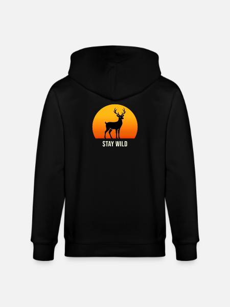 Deer at sunset – Stay Wild - Stanley/Stella CULTIVATOR Unisex Organic Hooded Jacket - black