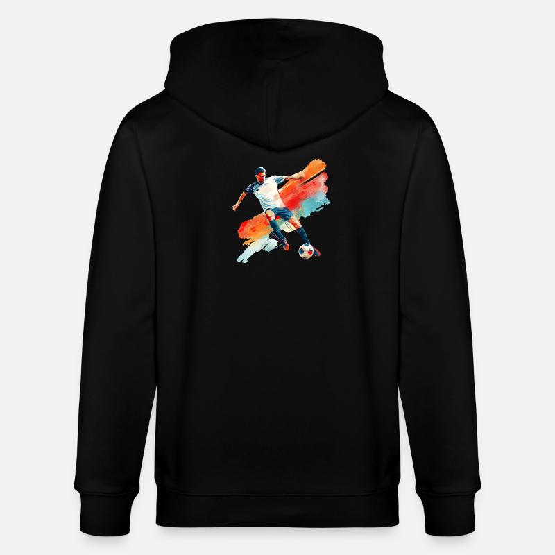 Dynamic soccer player in motion - Stanley/Stella CULTIVATOR  Unisex Organic Hooded Jacket - black