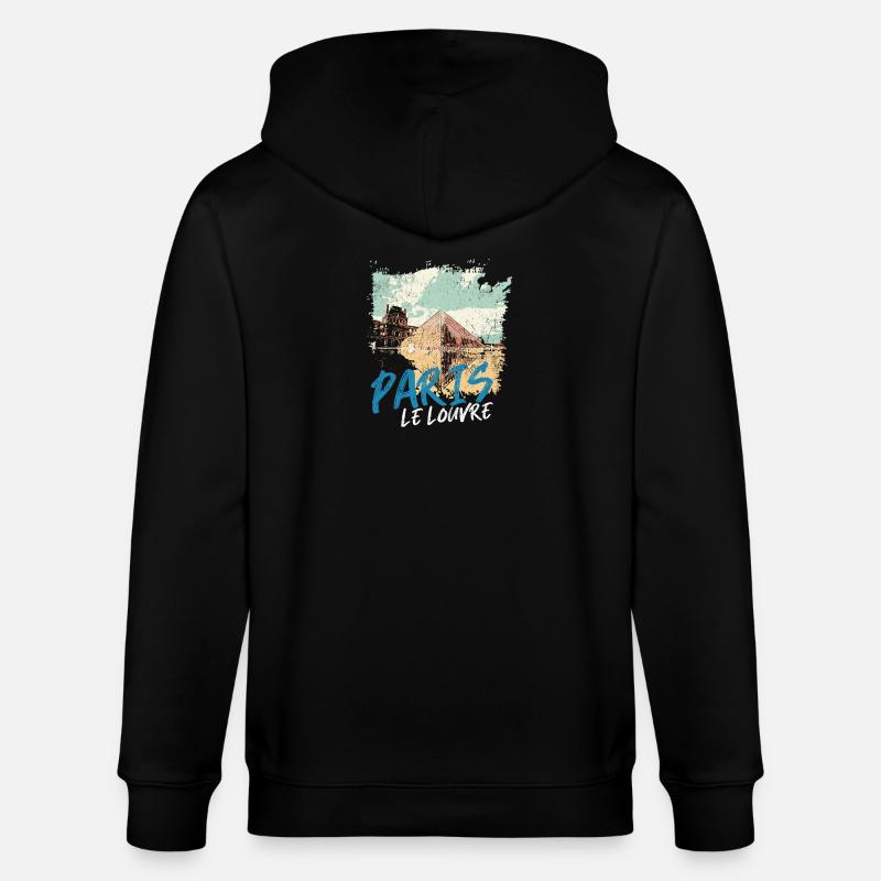 Louvre Pyramid and Paris Monuments - Stanley/Stella CULTIVATOR  Unisex Organic Hooded Jacket - black