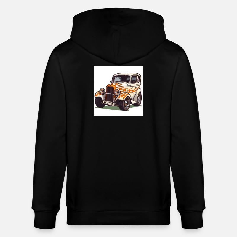 Oldtimer Hot Rod Auto - Stanley/Stella Unisex Bio-Kapuzenjacke CULTIVATOR  - Schwarz