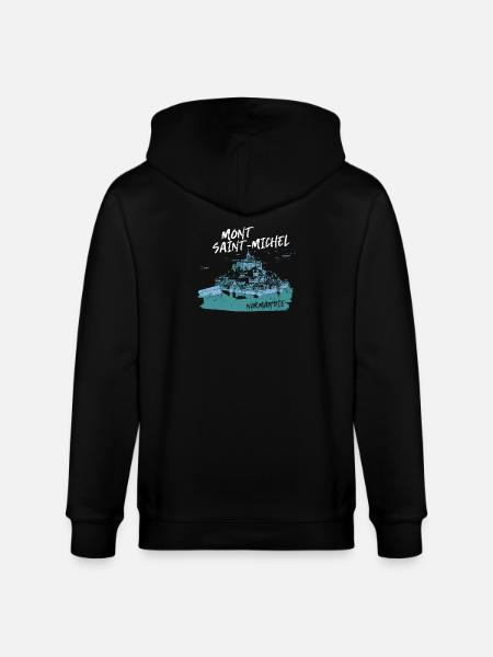 Mont Saint-Michel Blau Aquarell - Stanley/Stella Unisex Bio-Kapuzenjacke CULTIVATOR - Schwarz