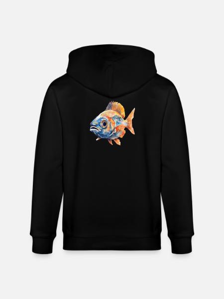 Aquarellfisch Farbexplosion - Stanley/Stella Unisex Bio-Kapuzenjacke CULTIVATOR - Schwarz