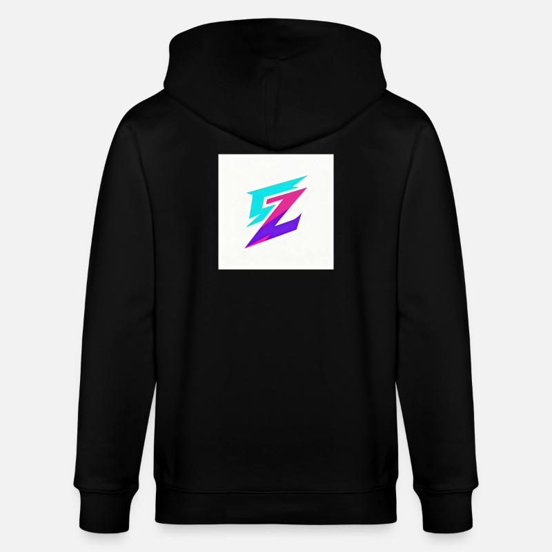Zigzag Neon Gradient Logo - Stanley/Stella CULTIVATOR Unisex Organic Hooded Jacket - black