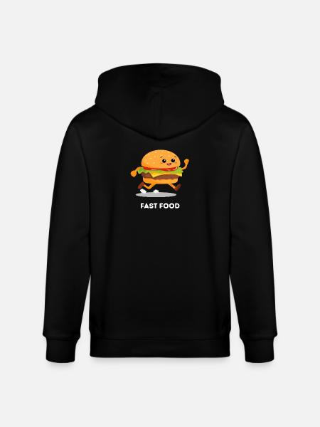 Running Burger – Fast Food Pun Design - Stanley/Stella CULTIVATOR  Unisex Organic Hooded Jacket - black