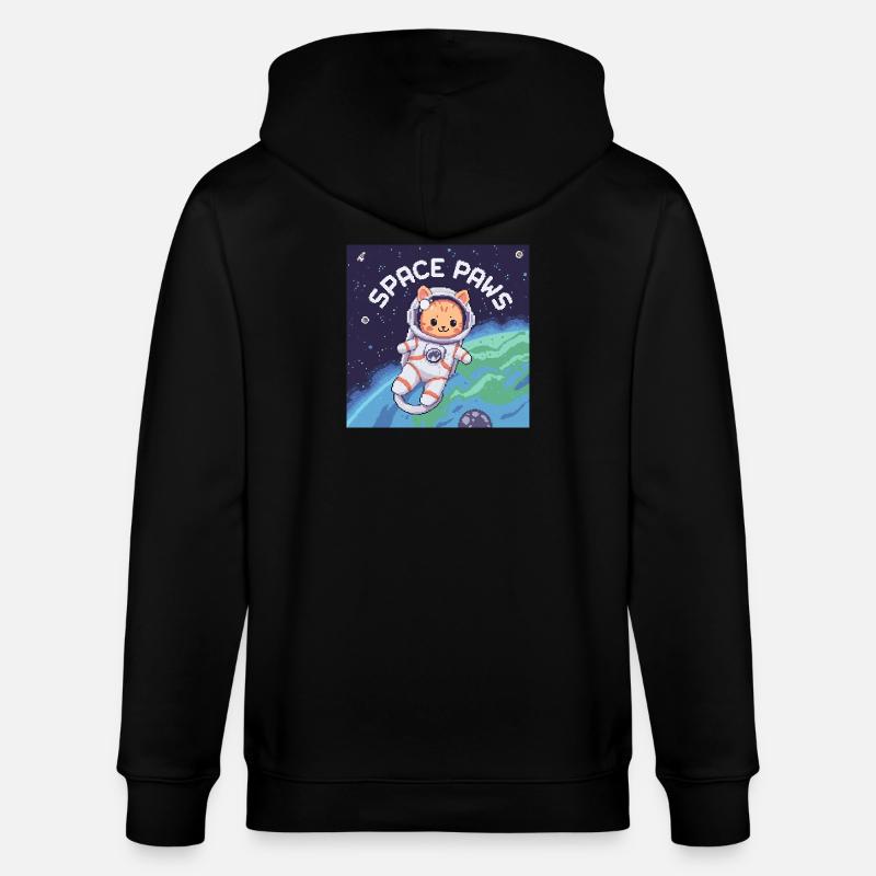 Space Paws - Pixel Cat Astronaute - Veste à capuche bio CULTIVATOR Stanley/Stella Unisexe - noir