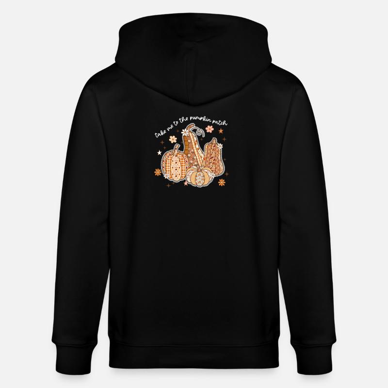 Patchwork Kürbisse Herbstmotiv - Stanley/Stella Unisex Bio-Kapuzenjacke CULTIVATOR  - Schwarz