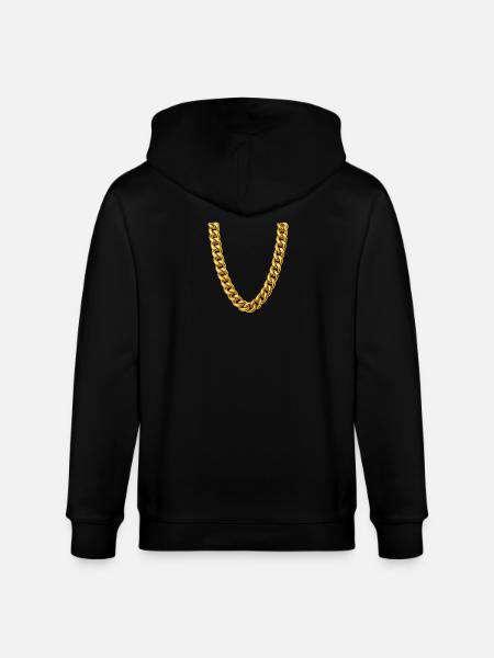Goldene Panzerkette Halskette - Stanley/Stella Unisex Bio-Kapuzenjacke CULTIVATOR - Schwarz