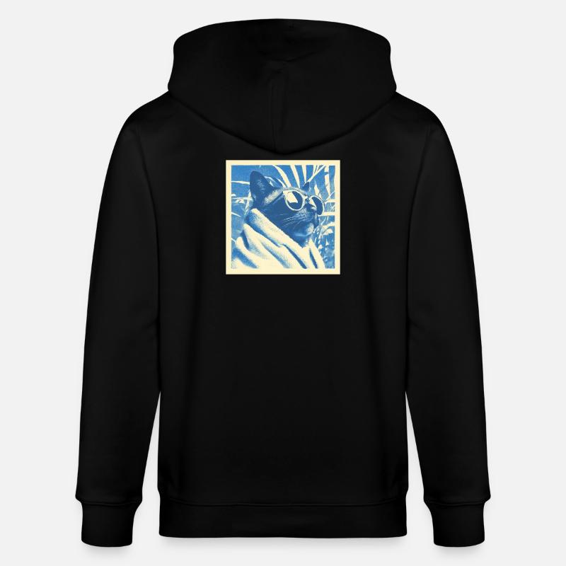 Cool Retro Cat Design - Stanley/Stella Unisex Bio-Kapuzenjacke CULTIVATOR - Schwarz