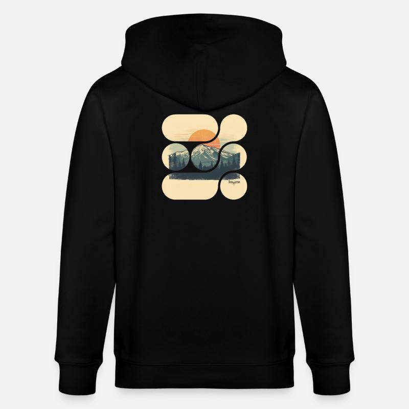 Jacaranda Retro Berglandschaft - Stanley/Stella Unisex Bio-Kapuzenjacke CULTIVATOR  - Schwarz