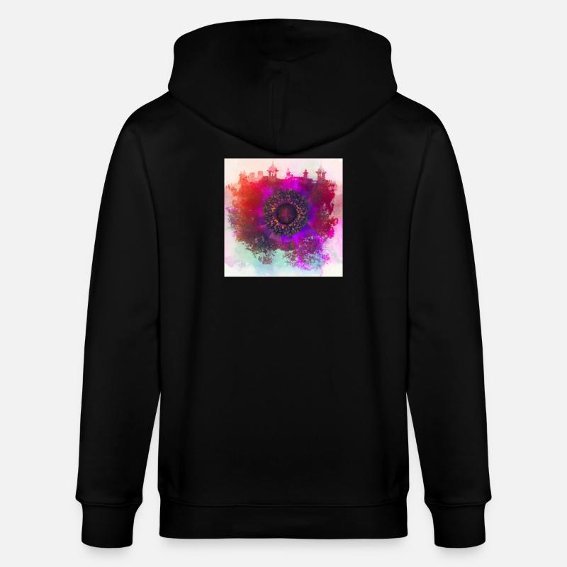 Abstract poppy - Stanley/Stella Unisex Bio-Kapuzenjacke CULTIVATOR - Schwarz