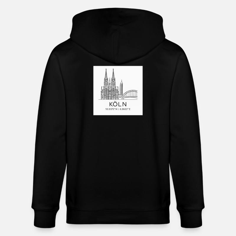 Silhouette d’art lineal de Cologne - Veste à capuche bio CULTIVATOR Stanley/Stella Unisexe - noir