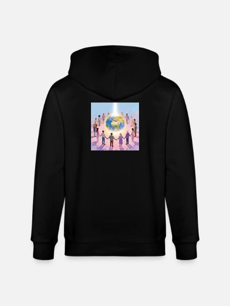 Earth surrounded by community - Stanley/Stella CULTIVATOR Unisex Organic Hooded Jacket - black