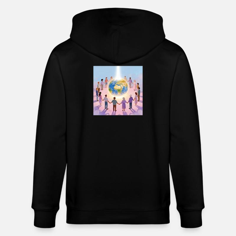 Erde umringt von Gemeinschaft - Stanley/Stella Unisex Bio-Kapuzenjacke CULTIVATOR  - Schwarz