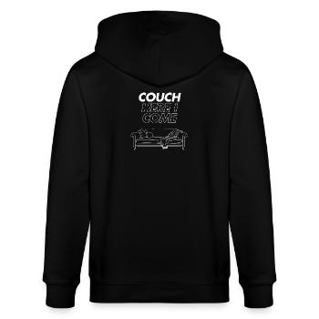 Couch Here I Come – minimalistisches Chill-Design - Stanley/Stella Unisex Bio-Kapuzenjacke CULTIVATOR  - Schwarz - Hinten - Anna (173cm)