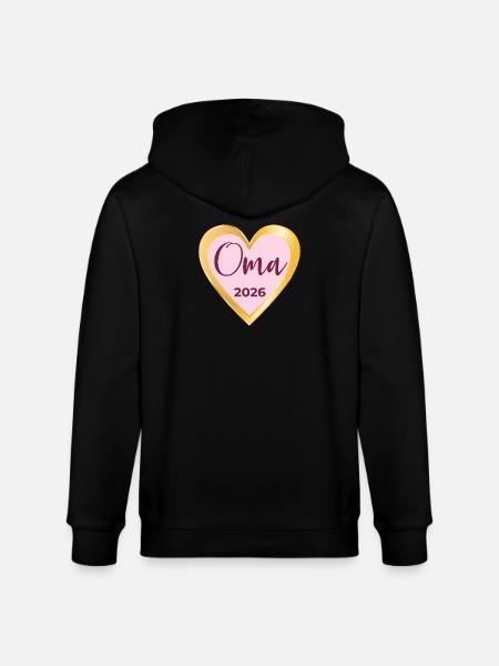 HEART GRANNY 2026 PREGNANCY ANNOUNCE - Stanley/Stella CULTIVATOR  Unisex Organic Hooded Jacket - black
