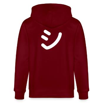 Japanese Text 'シ' (Shi) – White - Stanley/Stella CULTIVATOR  Unisex Organic Hooded Jacket - burgundy - Back - Anna (173cm)
