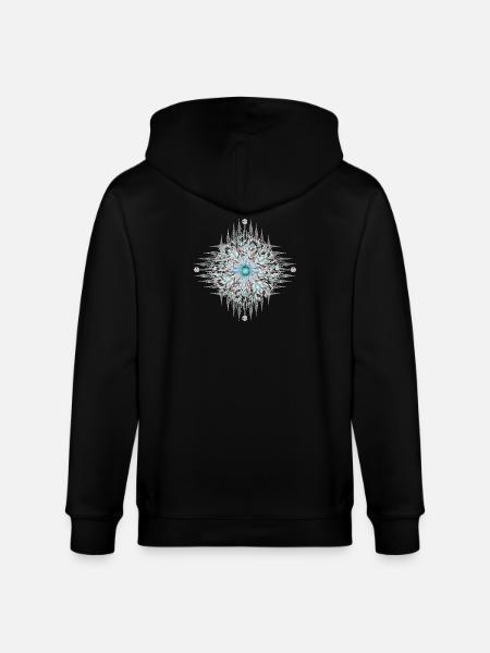 Kunstvolles Ethno-Ornament mit silbernen Federn - Stanley/Stella Unisex Bio-Kapuzenjacke CULTIVATOR - Schwarz