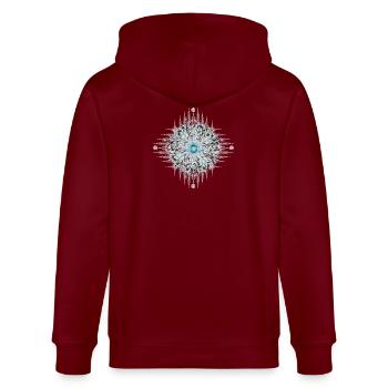 Artful ethnic ornament with silver feathers - Stanley/Stella CULTIVATOR  Unisex Organic Hooded Jacket - burgundy - Back - Anna (173cm)