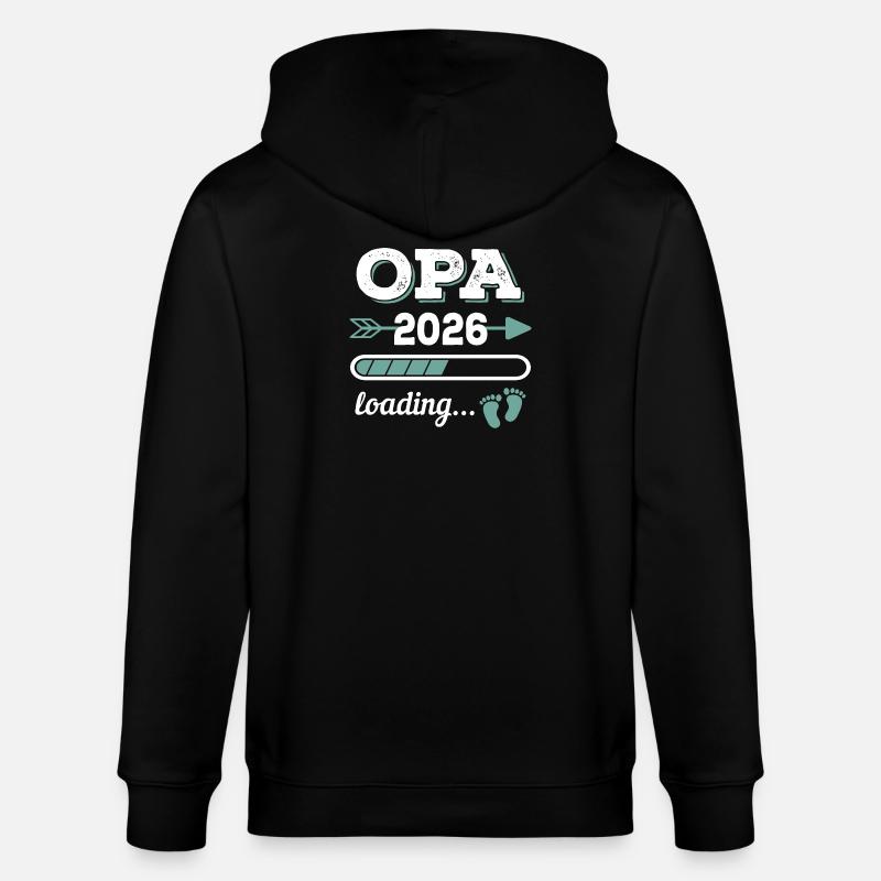 Opa 2026 Loading Werdender Großater Geschenkidee - Stanley/Stella Unisex Bio-Kapuzenjacke CULTIVATOR  - Schwarz